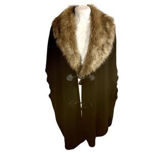 Ruyi Knit Sweater Vest Faux Fur Collar Black Women Lagenlook Oversize Penny Lane